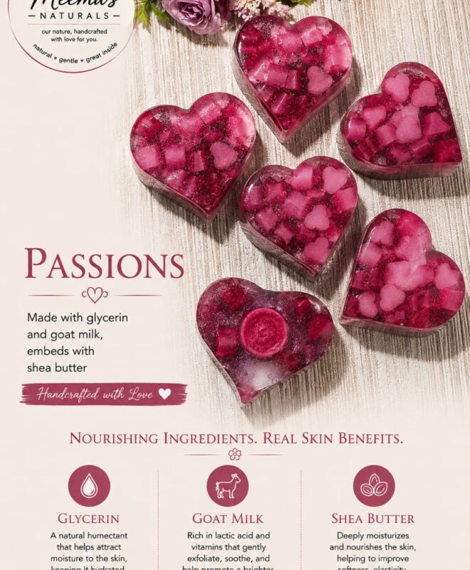 Passions Heart-Shaped Handmade Soap | Meema's Naturals