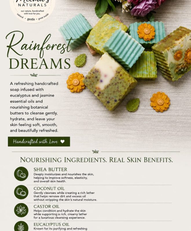Rainforest Dreams Eucalyptus & Jasmine Handmade Soap | Meema's Naturals